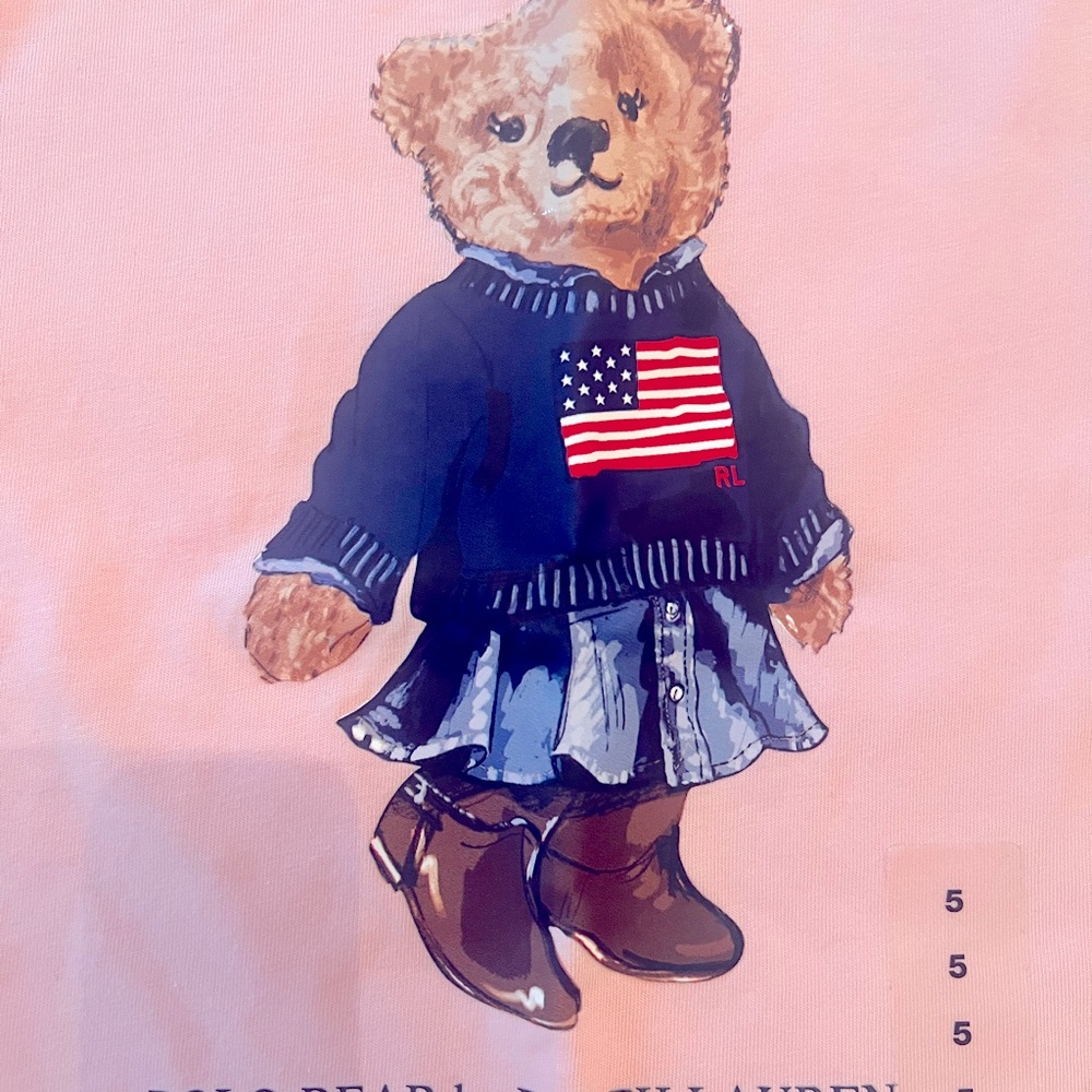 Polo by Ralph Lauren Pink Tee with Bear Graphic